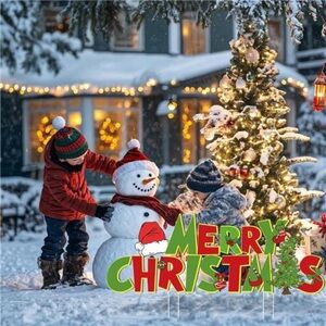 Christmas Yard Sign Decorations Merry Christmas Lawn Signs with Stakes